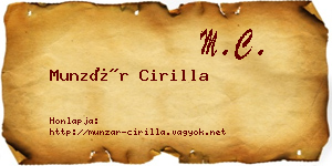 Munzár Cirilla névjegykártya